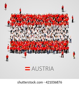 Large group of people in the shape of Austria flag. Republic of Austria. Vector illustration