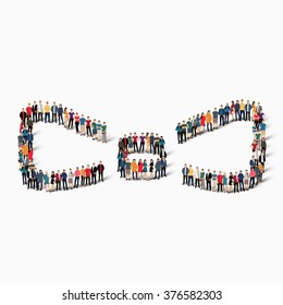 A large group of people in the shape of a bow .Vector illustration