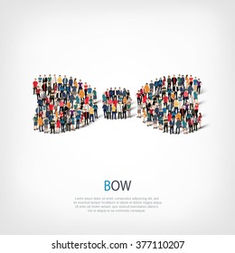 A large group of people in the shape of a bow .Vector illustration