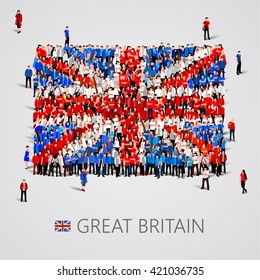 Large group of people in the shape of British flag. United Kingdom of Great Britain. Election or referendum concept. Vector illustration