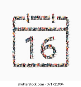 A large group of people in the shape of a calendar date icon holiday. Vector illustration