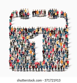 A large group of people in the shape of a calendar date icon holiday. Vector illustration