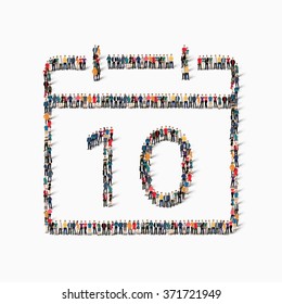 A large group of people in the shape of a calendar date icon holiday. Vector illustration
