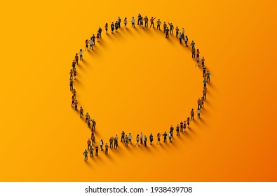 Große Gruppe von Menschen in Form von Chat-Blase. Vektorgrafik