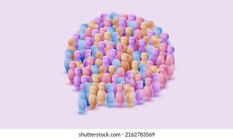 Large Group Of People In The Shape Of Chat Bubble. Vector Illustration