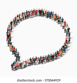 Large Group Of People In The Shape Of A Chat Bubble. Vector Illustration