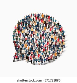 Large group of people in the shape of chat bubbles. Vector illustration