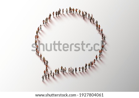 Large group of people in the shape of chat bubble. Vector illustration