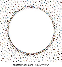 Large group of people in the shape of circle. Vector illustration