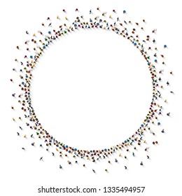 Large group of people in the shape of circle. Vector illustration