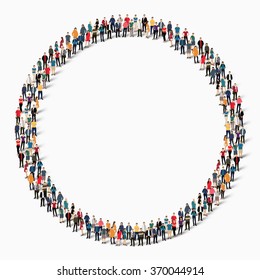 Large group of people in the shape of  circle . Vector illustration.