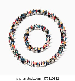 Large group of people in the shape of  circle . Vector illustration.