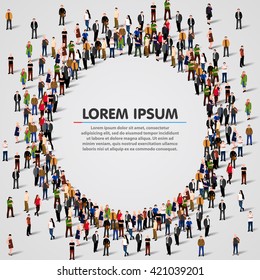 Large group of people in the shape of circle. Vector illustration
