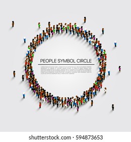 Large Group Of People In The Shape Of Circle. Vector Illustration