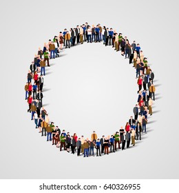 Large Group Of People In The Shape Of Circle. Vector Illustration