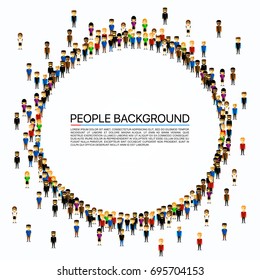 Large group of people in the shape of circle. Vector illustration