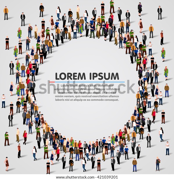 Large group of people in the shape of\
circle. Vector\
illustration