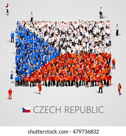 Large group of people in the shape of Czech flag. Czech Republic. Vector illustration