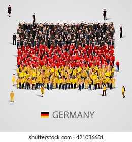 Large group of people in the shape of Germany flag. Federal Republic of Germany. Vector illustration