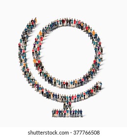 A large group of people in the shape of a globe. Vector illustration
