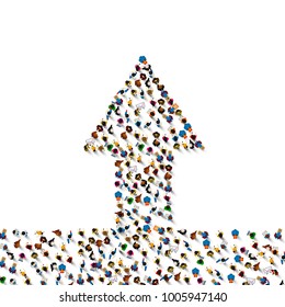 Large group of people in the shape of a grossing arrow, Way to success bussiness concept , Vector illustration