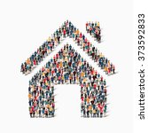 A large group of people in the shape of real estate . Vector illustration