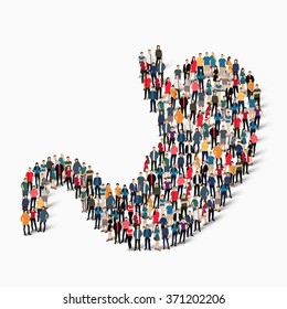 A large group of people in the shape of stomach medicine. Vector illustration