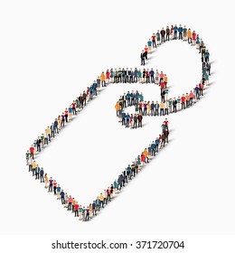 Large group of people in the shape of  tag. Vector illustration