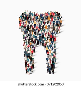 Large group of people in the shape of  tooth.Dental medicine . Vector illustration