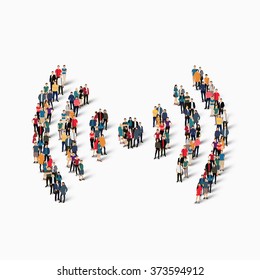 A large group of people in the shape of WI FI. Vector illustration.