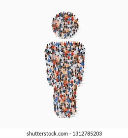 Large group of people in people sign shape. Vector illustration