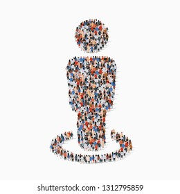 Large group of people in people sign shape. Vector illustration