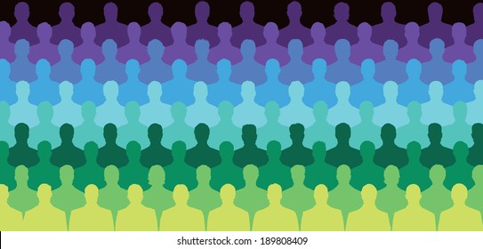 Large Group of People Sitting in Rows in Silhouette View