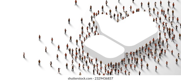 Un gran grupo de personas paradas alrededor como si fueran un cartel. La gente se enreda. Concepto de red social. Ilustración del vector