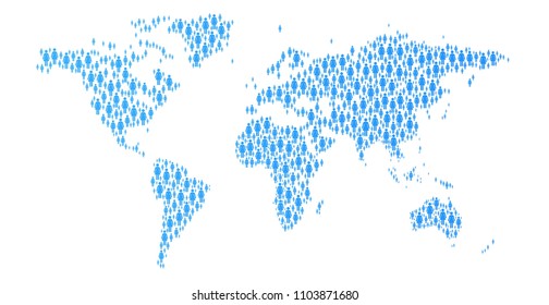 Large group of people symbol forming world map, women symbol 