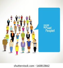 A large group of people with talking bubble vector icon design