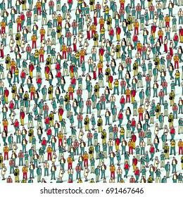 Large group of people. Vector seamless background