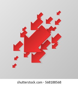 Large group of red arrows. Business concept. Vector illustration