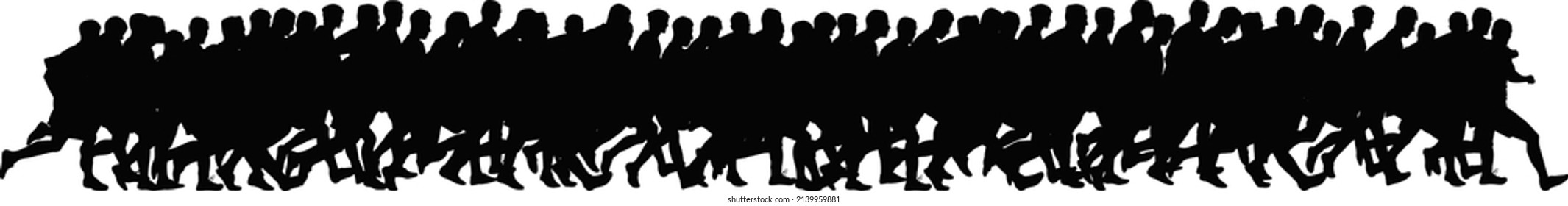 Large Group Of Runners Silhouette