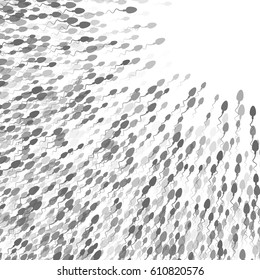 A large group of spermatozoa flows towards the target