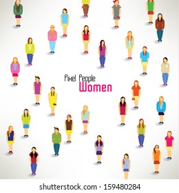 a large group of women gather together vector icon design