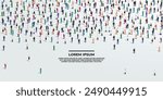 A large group of workers on white background with text space. Labour people crowd seamless background. Labor day concept. Vector illustration