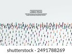 A large group of workers on white background with text space. Labour people crowd seamless background. Labor day concept. Vector illustration