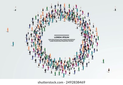 A large group of workers on white background with text space. Labour people crowd seamless background. Labor day concept. Vector illustration