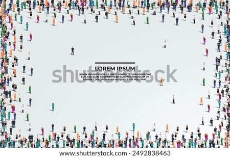 A large group of workers on white background with text space. Labour people crowd seamless background. Labor day concept. Vector illustration