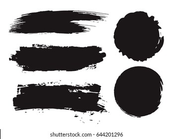 Large grunge elements set. Brush strokes, banners, borders, splashes splatters Vector illustration