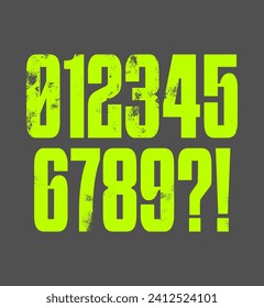 Large Grunge number set in lime green