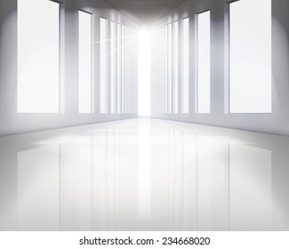 Large hall. Vector illustration.