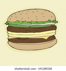 Large hamburger with two patties and cheese