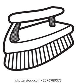 large hand brush image with handle, simple vector